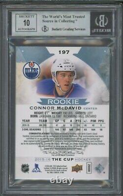 2015-16 The Cup #197 Connor McDavid RC 3-Color Patch AUTO /99 BGS 8.5 with 10 AUTO