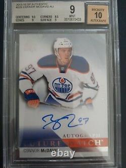 2015-16 UD SP Authentic Connor McDavid Future Watch Auto Rookie BGS 9 MINT