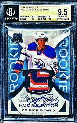 2015-16 UD The Cup #197 Connor McDavid RC 3-Color RPA Patch /99 BGS 9.5 10 AUTO