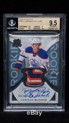2015-16 UD The Cup Connor McDavid RPA 2-Letter Nameplate Patch AUTO /99 BGS 9.5