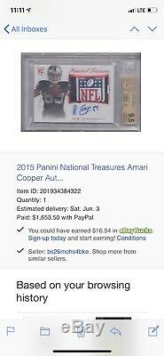 2015 Amari Cooper National Treasures Rookie Material RED NFL SHIELD AUTO 1/1 BGS
