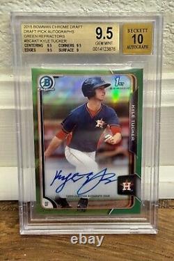 2015 Bowman Chrome Draft Pick Green Refractor Kyle Tucker Rc /99 Bgs 9.5 Auto 10