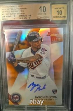 2015 Bowman's Best Best of 2015 Autographs Byron Buxton Refractor/25 BGS 10/10