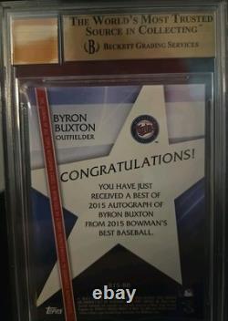 2015 Bowman's Best Best of 2015 Autographs Byron Buxton Refractor/25 BGS 10/10
