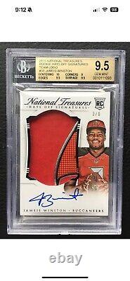 2015 National Treasures Jameis Winston Hats Off Auto Team Logo RC /6 BGS 9.5