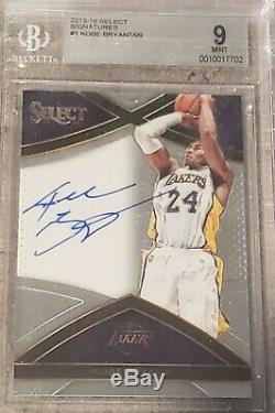 2015 Panini Select Auto Kobe Bryant autograph BGS 9 / 10 Los Angeles Lakers