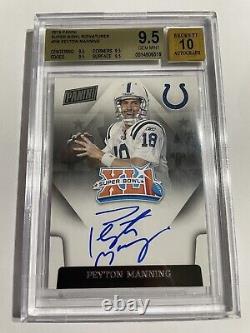 2015 Panini Super Bowl Signatures Peyton Manning Auto Autograph BGS 9.5/10 Colts