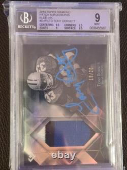 2015 Topps Diamond Autograph Tony Dorsett Jersey /20 BGS 9 Mint With Gem 10 Auto