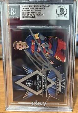 2015 Topps UCL Showcase #CPLM Lionel Messi Signed on-Card Auto BGS Authentic