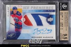 2015 Upper Deck Ice Premieres Connor McDavid ROOKIE RC PATCH AUTO /10 BGS 9.5