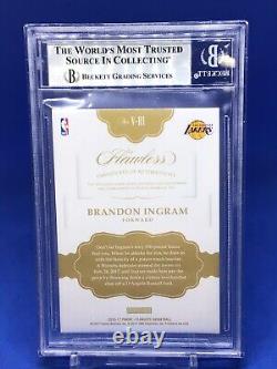 2016-17 Panini Flawless Brandon Ingram Auto Autograph Patch Jersey Gold BGS 9