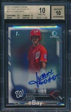 2016 Bowman Chrome Juan Soto Base Rookie Auto Autograph Bgs 10 Pristine