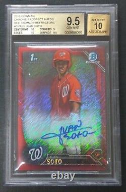 2016 Bowman Chrome Red Shimmer Refractor Juan Soto AUTO RC 02/10 BGS 9.5 10