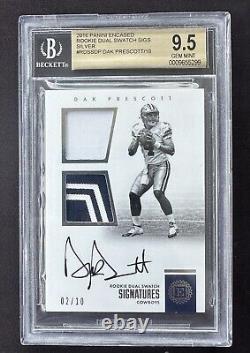2016 Dak Prescott Rookie Dual Swatch Signatures /10 BGS 9.5 Auto 10