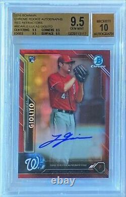 2016 Lucas Giolito Bowman Chrome Red Refractor Auto #/5 BGS 9.5/10 Autograph
