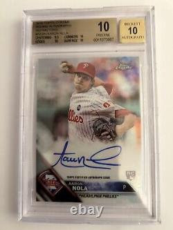 2016 Topps Chrome Rookie Autographs Refractor Aaron Nola BGS 10 Pristine 10 Auto