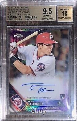 2016 Topps Chrome Trea Turner Purple Refractor Autograph Auto /250 BGS 9.5 Gem