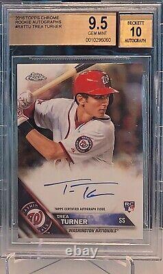 2016 Topps Chrome Trea Turner #RA-TTURC Rookie AUTO BGS 9.5 GEM MINT PHILLYS