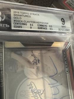 2016 Topps Strata Signatures Clayton Kershaw GOLD Parallel #25/25 BGS 9/10 Auto