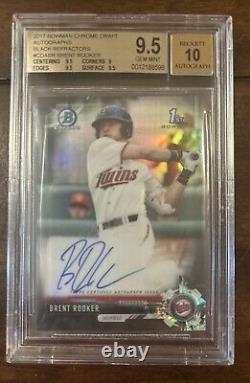 2017 Bowman Chrome Draft Brent Rooker Black 55/75 1st Bowman BGS 9.5 Auto 10