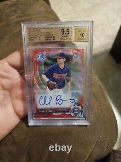 2017 Bowman Chrome Draft Charlie Barnes Red Wave Refractor Auto #/5 BGS 9.5