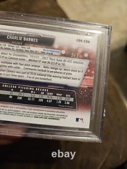 2017 Bowman Chrome Draft Charlie Barnes Red Wave Refractor Auto #/5 BGS 9.5
