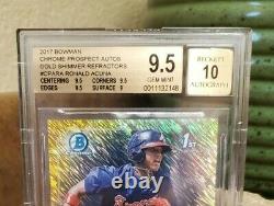 2017 Bowman Chrome GOLD Shimmer Refractor RONALD ACUNA RC AUTO 4/50 BGS 9.5/10
