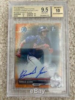 2017 Bowman Chrome RONALD ACUNA JR. Orange Shimmer Refractor BGS 9.5 10 Auto TG+