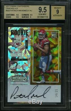 2017 Contenders Rookie Ticket Cracked Ice Auto Patrick Mahomes BGS 9.5 Pop 1/1