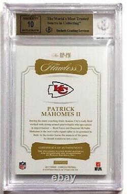 2017 Flawless PATRICK MAHOMES /20 Silver Rookie Patch Auto BGS 9.5/10 Gem Mint