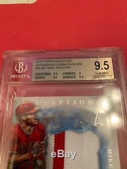 2017 Mike Trout Topps Inception Autograph Jumbo Patches Bgs 9.5/10 Auto 19/50
