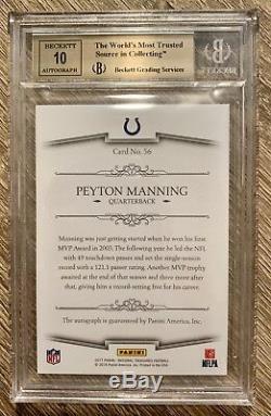 2017 National Treasures NFL Greatest Signatures Peyton Manning Auto BGS 9.5 with10