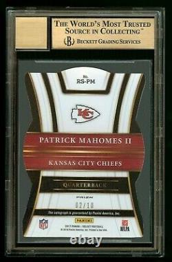 2017 Panini Select Mahomes Rookie Signatures Auto Prizm Gold Die-cut Bgs 10