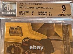 2017 Spectra Deshaun Watson 1/1 Gold Vinyl Prizm Rookie Patch Auto Bgs 9 Auto 10