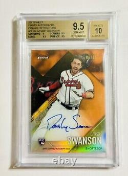 2017 Topps Finest Dansby Swanson Orange Autograph 06/25 BGS 9.5 /10 Auto Cubs