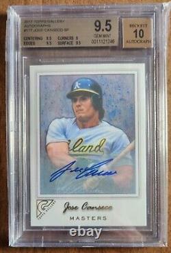 2017 Topps Gallery Autographs Masters Ssp # 177 Jose Canseco Bgs 9.5 10 Auto