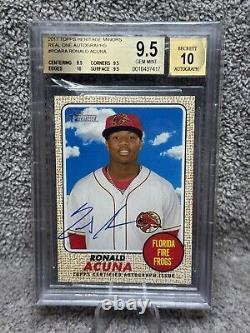 2017 Topps Heritage RONALD ACUNA Auto Real One Autographs BGS 9.5/10 GM MT