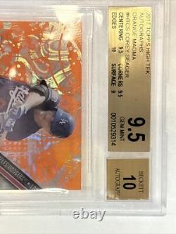 2017 Topps High Tek Corey Seager On Card Auto BGS 9.5 Autograph 10