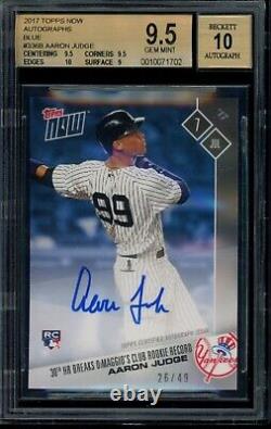 2017 Topps Now Aaron Judge Blue Auto BGS 9.5 Gem Autograph #336B Yankees 26/49