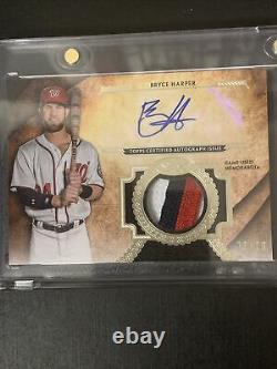 2017 Topps Tier 1 Dual Jersey Patch Auto Mike Trout Bryce Harper Sp 3/10 Bgs 9