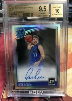 2018-19 Luka Doncic BGS 9.5 Optic Holo Rated Rookie Auto Autograph Donruss RC