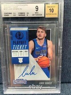 2018-19 Luka Doncic Contenders Auto Rookie Ticket BGS 9 Mint with10 AUTO #52/65