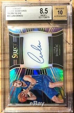2018-19 Panini Select Luka Doncic Rookie On Card Autograph 03/25 BGS 8.5 Auto 10