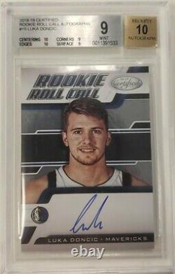 2018-2019 Certified Luka Doncic Rookie Roll Call Autograph BGS 9.0 Mt 10 Auto
