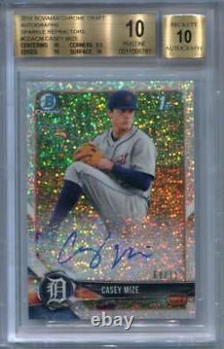 2018 Bowman Chrome Autograph Sparkle Refractor Casey Mize Rookie Auto /71 BGS 10