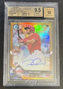 2018 Bowman Chrome GOLD Autograph RHYS HOSKINS #40/50 BGS GEM MINT 9.5/10 Auto