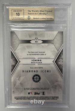 2018 Diamond Icons Ichiro On Card Autograph Auto Purple #08/10 BGS 9.5 True Gem+