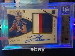 2018 Immaculate Collection Josh Allen Premium True RPA /99 RC Patch AUTO BGS 9