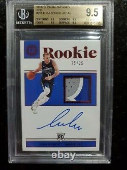 2018 Luka Doncic #25/25 Vertical Bgs 9.5 Encased Auto Rookie Card Rc 3 Color Rpa