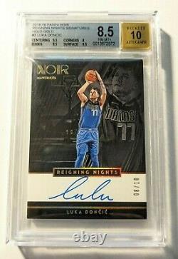 2018 Luka Doncic Noir HOLO GOLD Auto /10 Reigning Nights Rookie RC #3 BGS 8.5/10